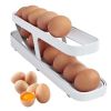 Egg Dispenser, Space-Saving Rolling Eggs Dispenser and Organizer for Refrigerator Storage - White