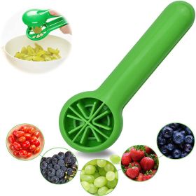 Grape Tomato Cherry Strawberry Cutter - Multifunctional Vegetable and Fruit Cutter - No Blade - Green - Creative Kids Supplies - Kitchen Gadget