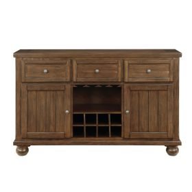 Cherry Finish Traditional Style 1pc Server of Drawers Storage Cabinet w Adjustable Shelf 8-Bottle Wine Rack Wooden Furniture