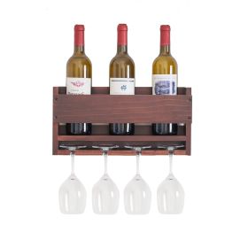 Wall-mounted wine rack with cup holder / wine racks countertop/PINE/Solid wood /Home wine rack//Living room wine rack - as Pic