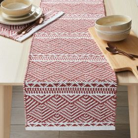 Better Homes & Gardens Geo Stripe Cotton Rich 14" x 90" Table Runner, Brick - Better Homes & Gardens