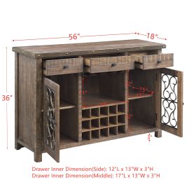 ACME Raphaela Server w/Cup Holder & Wine Rack in Weathered Cherry Finish DN00983