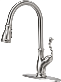 APPASO Brushed Nickel Kitchen Faucet with Pull Down Sprayer - Single Handle One Hole High Arc Pull Out Kitchen Sink Faucets Stainless Steel