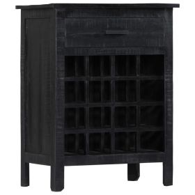 Wine Rack Black 22"x13.8"x29.5" Solid Mango Wood