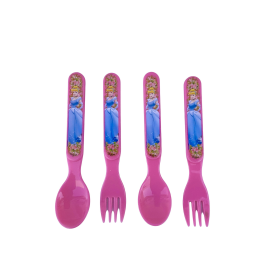 Disney Cinderella Flatware Set - Kids Pink Colored Plastic Princess Spoon and Fork Set