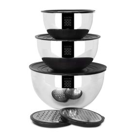 Serenk Modernist 9 Pieces Stainless Steel Mixing and Storage Bowl Set with Grater - Default Title