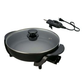 12" Round Nonstick Electric Skillet with Glass Cover, Black - Black