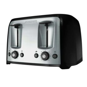 4-Slice Toaster with Extra-Wide Slots, Black/Silver - Black/Silver