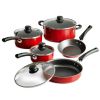 9-Piece Non-Stick Cookware Set, Champagne - Red