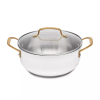 8qt Nonstick Ceramic Coated Aluminum Wide Stock Pot  - Cream