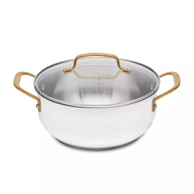 8qt Nonstick Ceramic Coated Aluminum Wide Stock Pot  - Cream