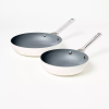 2pk (8" & 10") Aluminum Nonstick Frypan Set - Cream