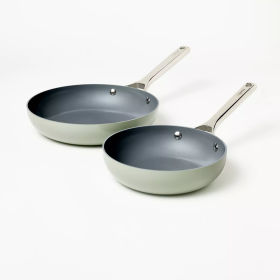 2pk (8" & 10") Aluminum Nonstick Frypan Set - Sage Green