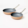 2pk (8" & 10") Aluminum Nonstick Frypan Set - Terracotta Orange