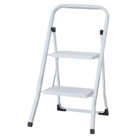 Bosonshop Steel Folding Portable 2 Steps Ladder Step Stool with 330lbs Capacity White