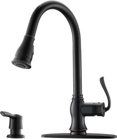 Kitchen Faucets with Pull Down Sprayer and Soap Dispenser, Single Handle Sink Faucet with Sprayer Faucets for Kitchen Sinks Oil Rubbed Bronze