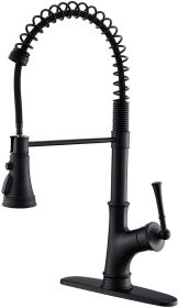 APPASO Commercial Matte Black Single Handle Pull Down Kitchen Faucet with 3 Modes Sprayer