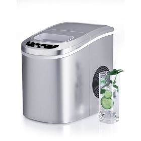 Mini Portable Electric Ice Maker Machine with Ice Scoop - sliver