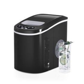 Mini Portable Electric Ice Maker Machine with Ice Scoop - black