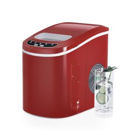 Mini Portable Electric Ice Maker Machine with Ice Scoop - red