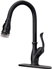 APPASO Pull Down Kitchen Faucet with Sprayer Oil Rubbed Bronze - Single Handle High Arc One Hole Pull Out Kitchen Sink Faucet , 170ORB