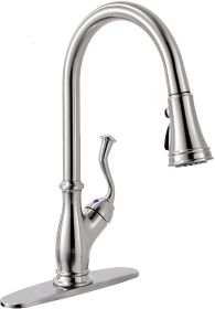 APPASO Pull Down Kitchen Faucet with Sprayer Brushed Nickel - Single Handle 1 Hole High Arc Pull Out Kitchen Sink Faucets, 175BN