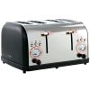 MegaChef 4 Slice Wide Slot Toaster with Variable Browning in Black and Rose Gold - MegaChef