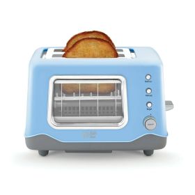 Rise by Dash Clear View Window 2-Slice Toaster Blue - Defrost, Reheat, Bagel, Auto Shut off, New - Rise by Dash