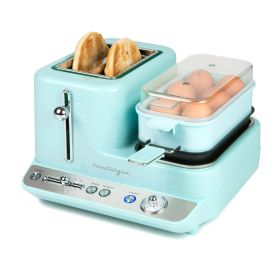 Nostalgia CLBS3AQ Retro 3-in-1 Breakfast Station, Aqua - Toasters