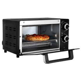 Total Chef 4 Slice Countertop Toaster Oven with Convection 1000W Stainless Steel Baking Rack and Pan, Black - Total Chef