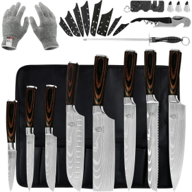 FULLHI Knife Set, 14pcs Japanese Chef Knife Set, Premium German Stainless Steel Kitchen Knife Set - FULLHI