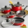 9-Piece Non-Stick Cookware Set, Champagne - Red