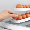 Egg Dispenser, Space-Saving Rolling Eggs Dispenser and Organizer for Refrigerator Storage - White