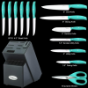 Knife Sets with Block,Marco Almond Kitchen Knives KYA24B,14 Pcs Kitchen Knife Block Set With Built-in Sharpener,Stainless Steel - Marco Almond