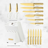 McCook MC21G Knife Sets,15 Pieces Golden Titanium Kitchen Knife Block Sets with Built-in Sharpener - McCook