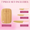 Paris Hilton 7-Piece Reversible Bamboo Heart Cutting Board and Stainless Steel Cutlery Set, Pink - Paris Hilton