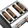 MegaChef 4 Slice Wide Slot Toaster with Variable Browning in Black and Rose Gold - MegaChef