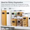 Kitchen Food Storage Containers Set, Kitchen Pantry Organization and Storage with Easy Lock Lids, 8 Pieces - Black