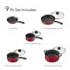 9-Piece Non-Stick Cookware Set - Red