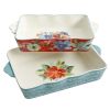 Rectangular Ceramic Bakeware Set, Multiple Patterns, 2-Piece - Spring Bouquet