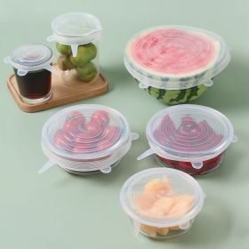 6Pcs Food Silicone Cover Fresh-keeping Dish Stretchy Lid Cap Reusable Wrap Organization Storage Tool Kitchen Accessories (NUM: 1Set)